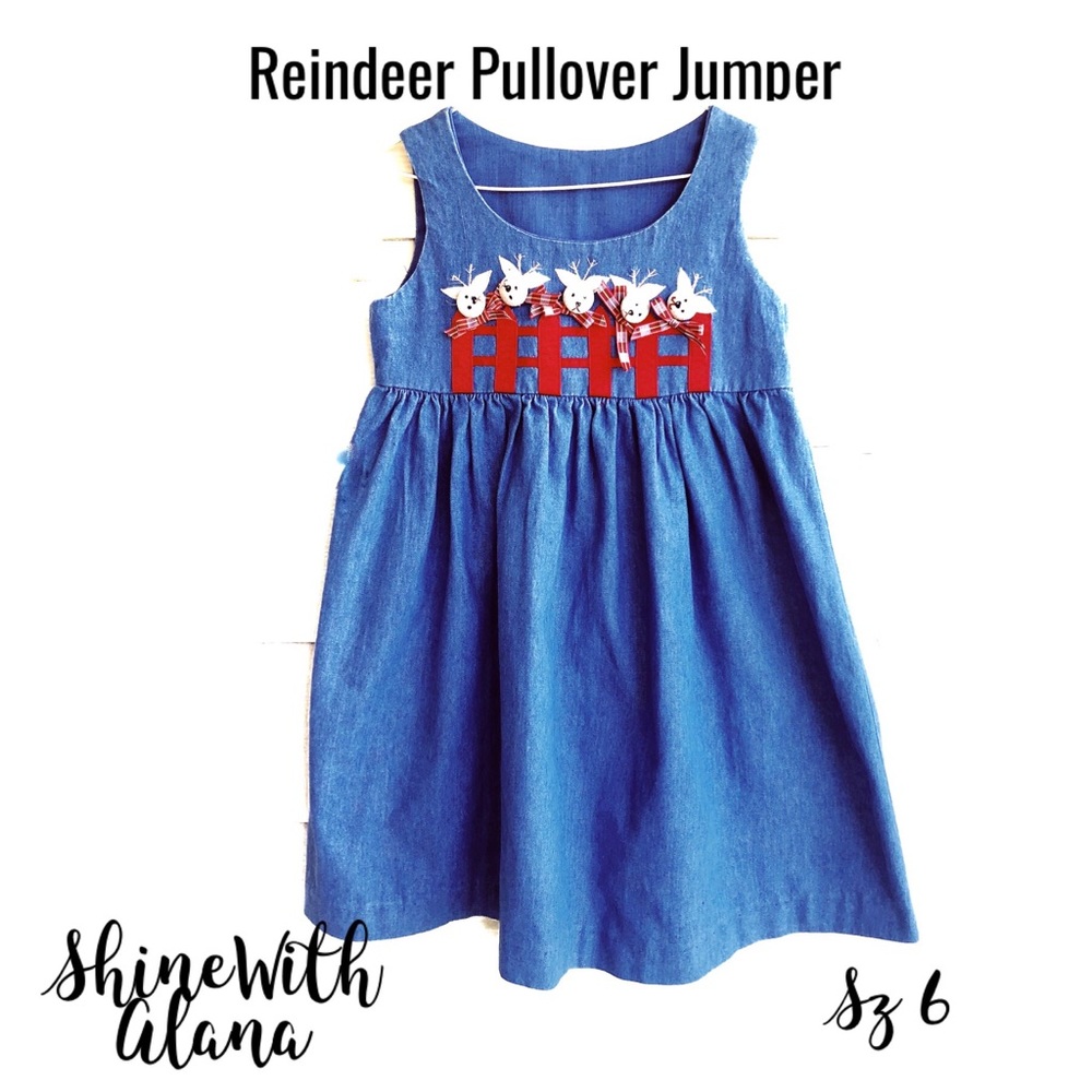 Adorable Reindeer Denim Pullover Jumper Sz 6